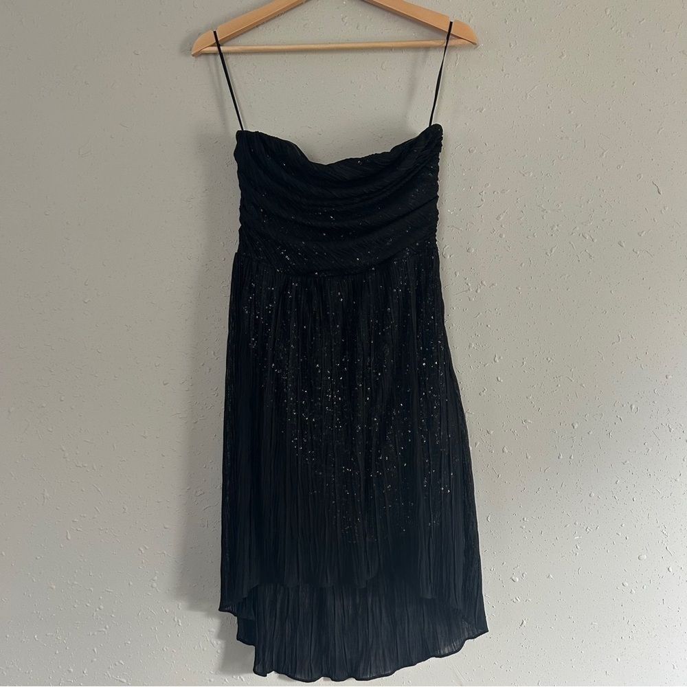 Express Sleeveless Black Sequin Mini Dress Strapless Formal Party 8 Y2K